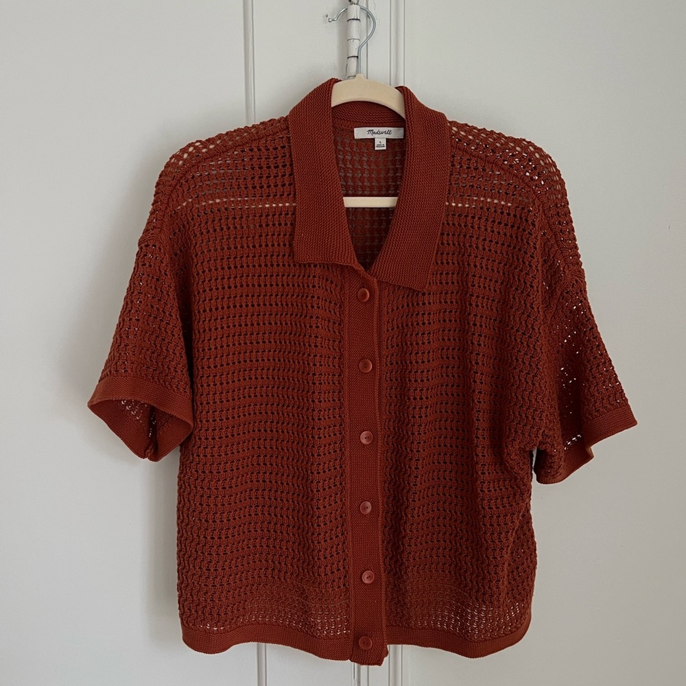 Madewell Rust Orange Crochet Shirt